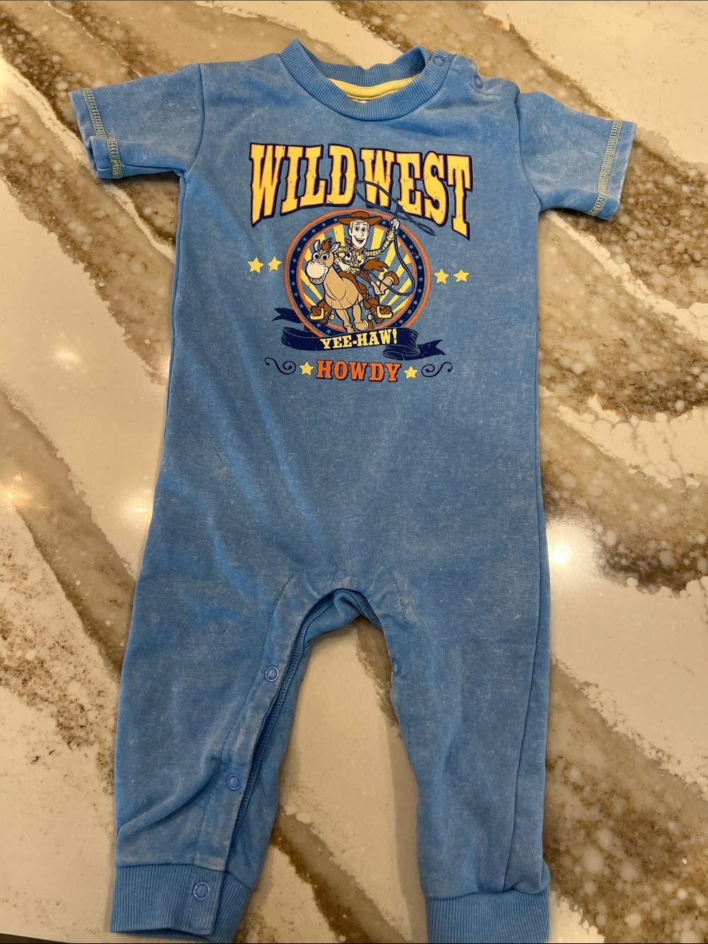 Disney Toy Story Blue Wild West Howdy Baby One-Piece
